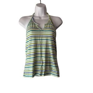 Tangents Halter Top Y2k Medium Multicolor‎ Striped Knit Going Out Casual Summer